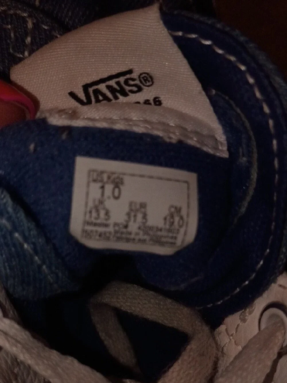 Vans Kids High-Top Print Sneakers in Denim Blue/ White Sz. 1